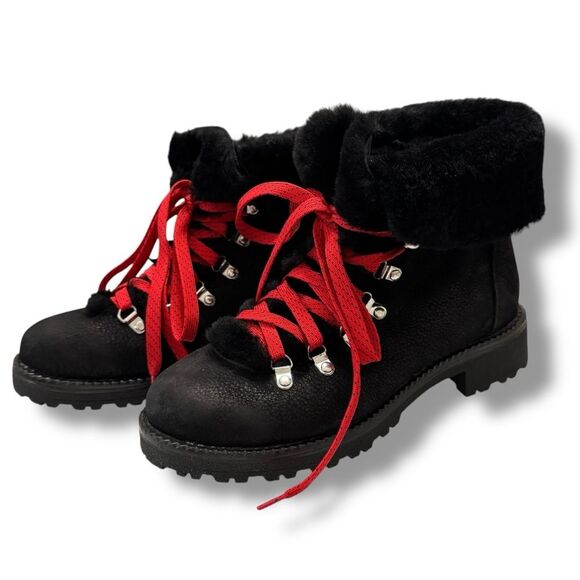 J.Crew Women’s Nordic Snow Hiker Boots Black Shearling Size 8M - Picture 3 of 11